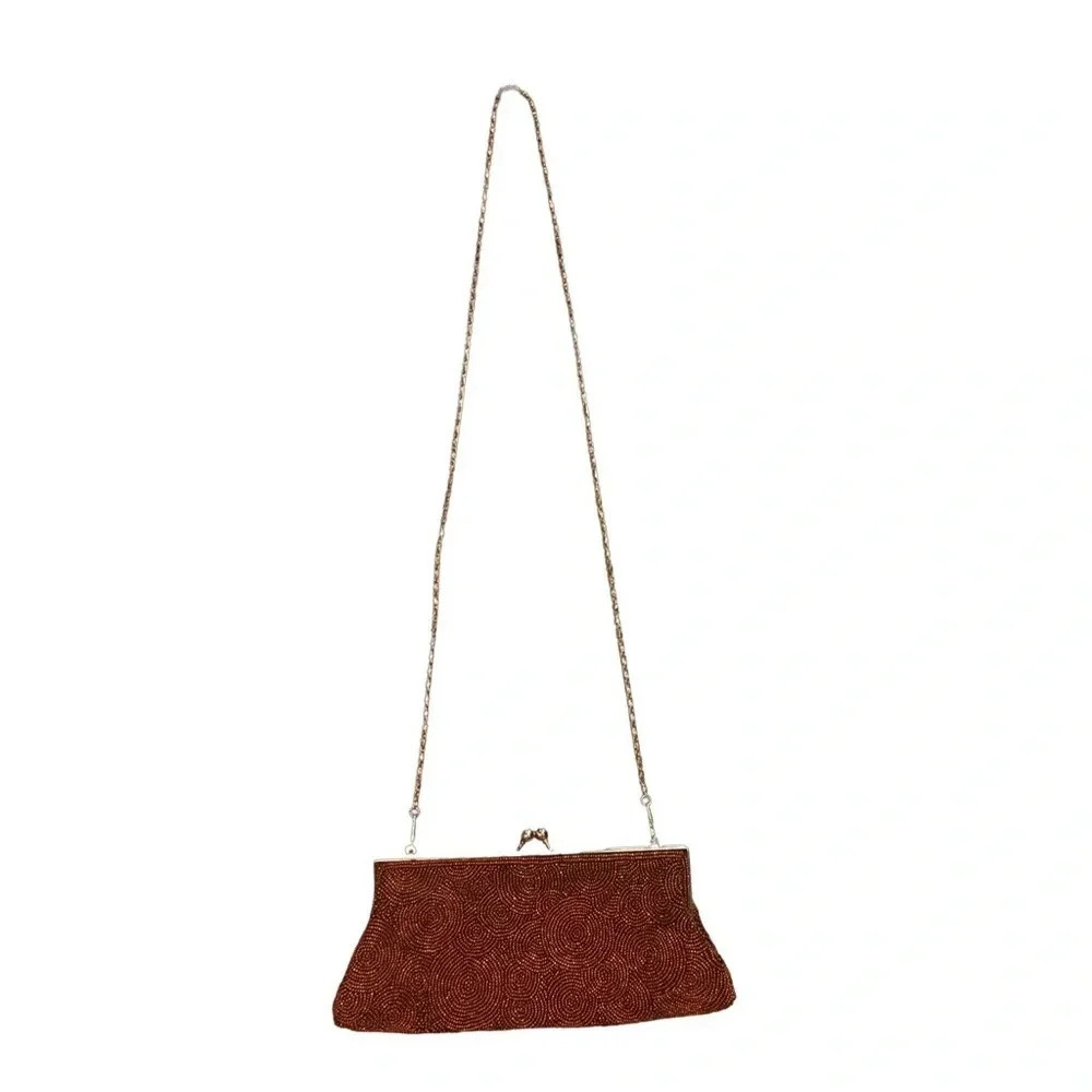 Vintage Rust Clutch with Chain Strap